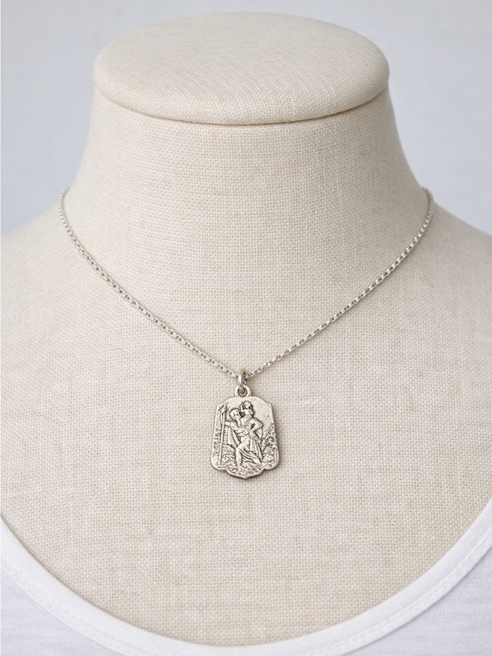 Vintage German Silver St. Christopher Medal- Germany Mid Century Pendant